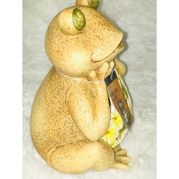 Ceramic Frog Lantern Flameless With Floral Cutout Design - Picture 3 of 8